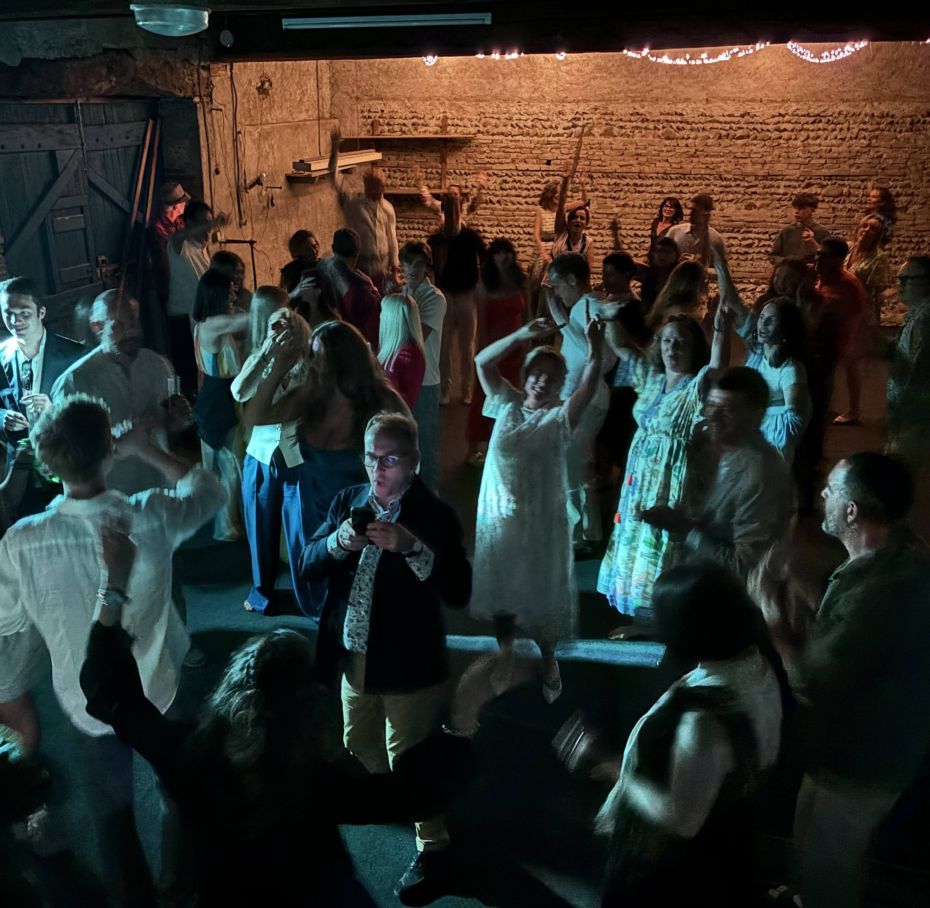 DJ wedding dance floor setup in barn